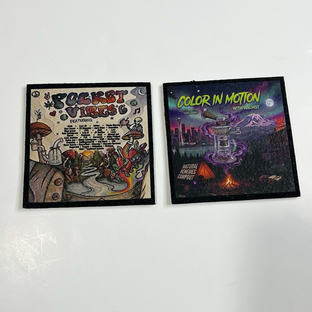 Moodmats x Heady Broker x Natural Remedies Campout  5.5” x 5.5” Set of 2 Mats